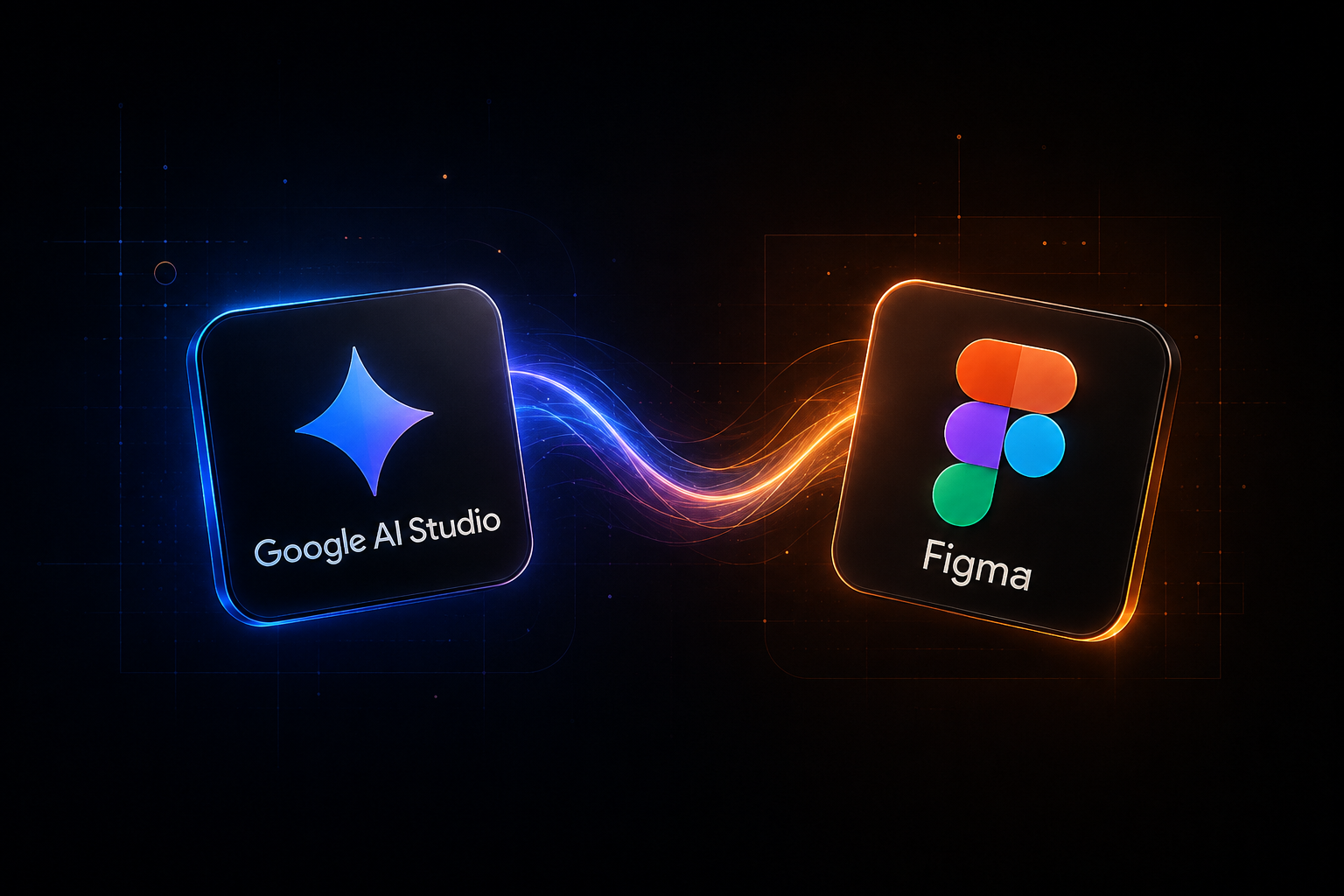 Arte representando Google AI Studio conectado ao Figma