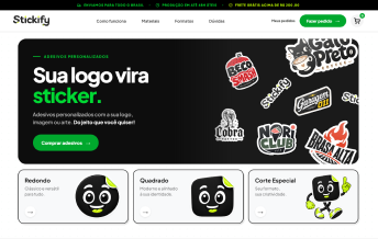 Página de produto da Stickify, com as opções de personalização do adesivo.
